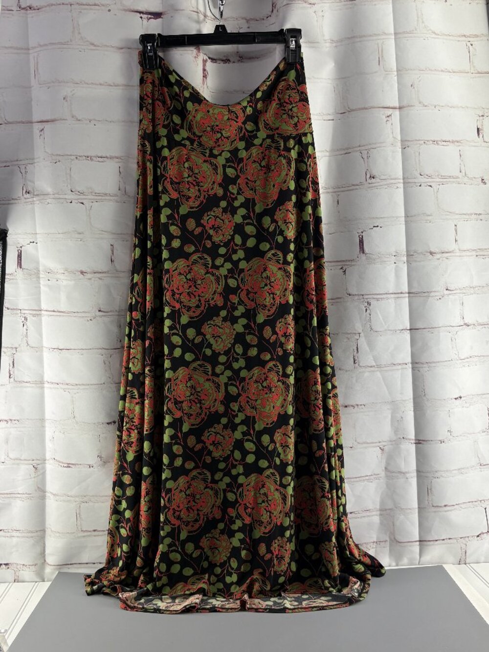 LuLaRoe Floral Maxi Skirt Black /Orange / Green Small